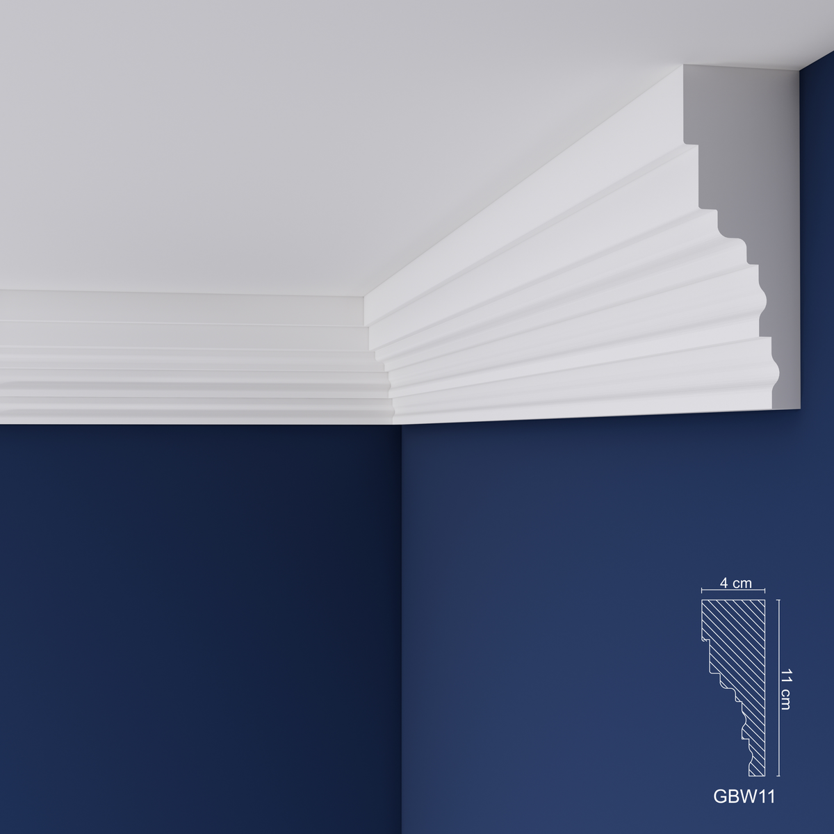 Extruded Polystyrene Coving for Ceilings, Cornice 4x11cm GBW11