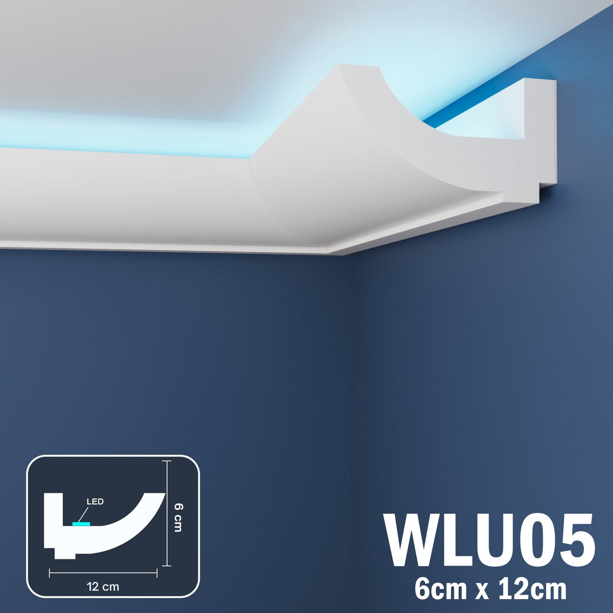 LED Coving for Ceilings Cornice XPS Extruded Polystyrene WLU05