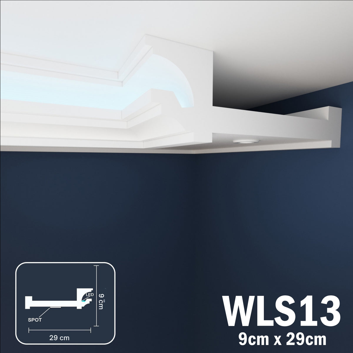 LED Coving for Ceilings Cornice XPS Extruded Polystyrene WLS13