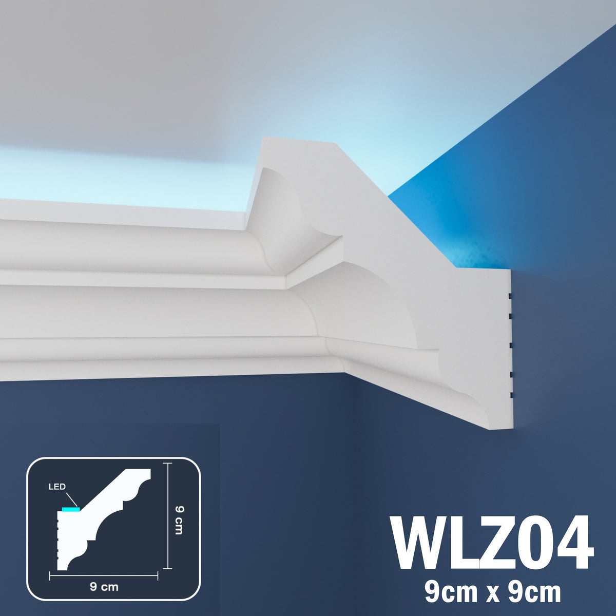 LED Coving for Ceilings Cornice XPS Extruded Polystyrene WLZ04