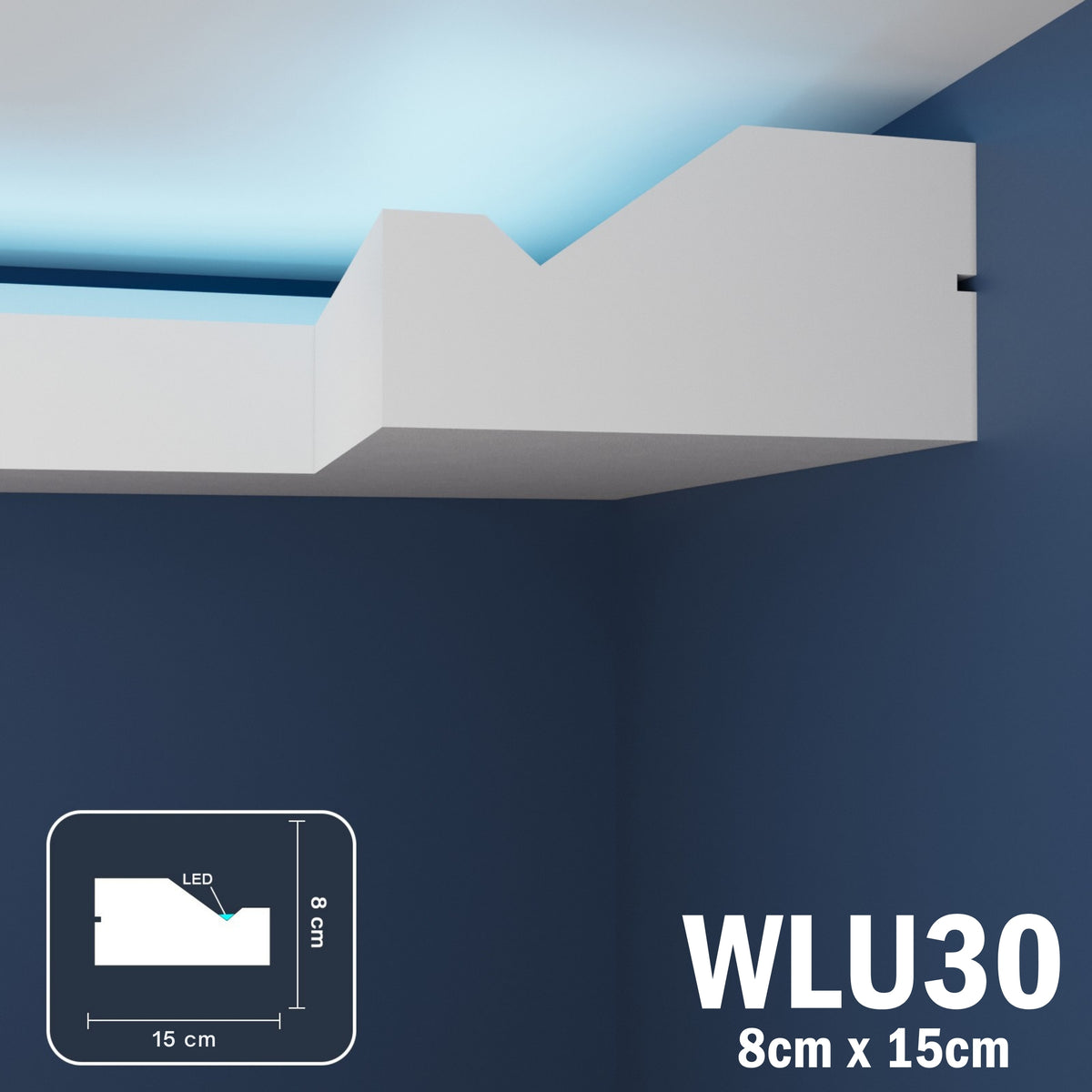 LED Coving for Ceilings Cornice XPS Extruded Polystyrene WLU30