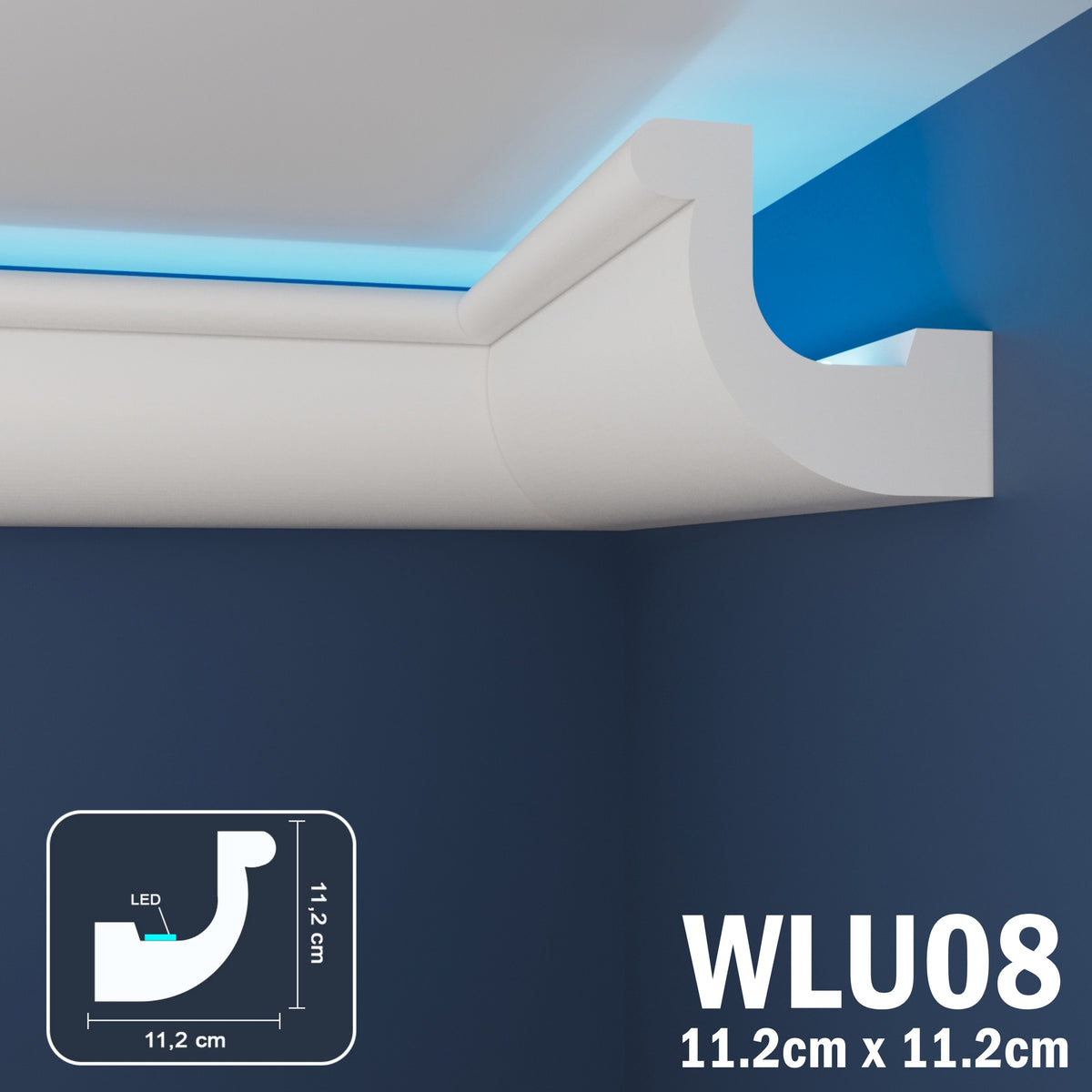 LED Coving for Ceilings Cornice XPS Extruded Polystyrene WLU08