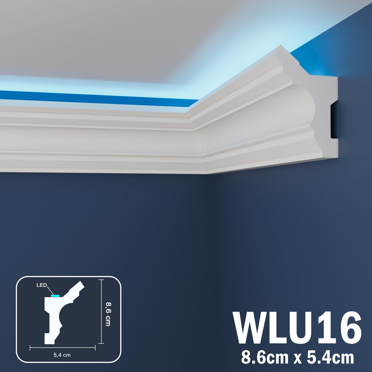 LED Coving for Ceilings Cornice XPS Extruded Polystyrene WLU16