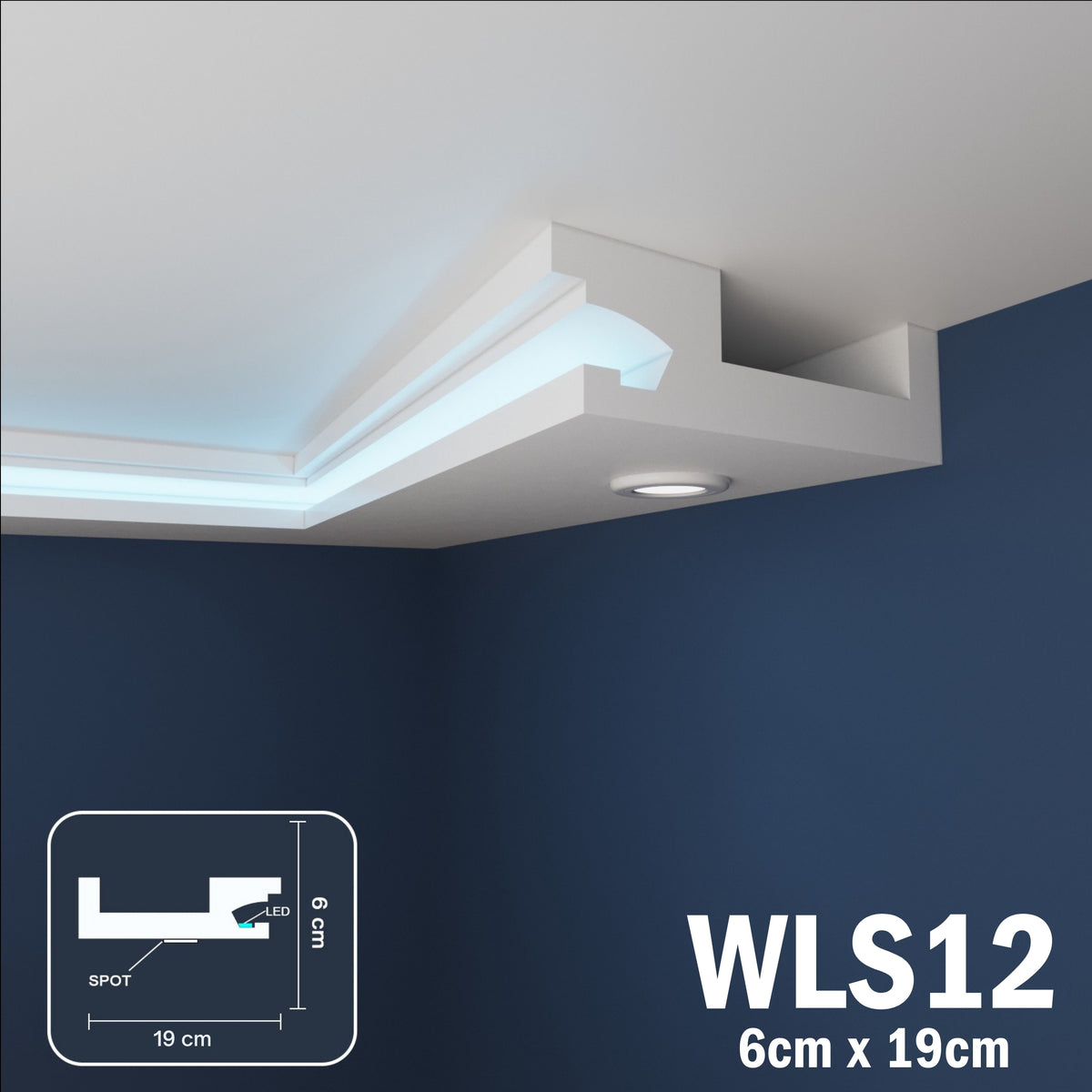 LED Coving for Ceilings Cornice XPS Extruded Polystyrene WLS12