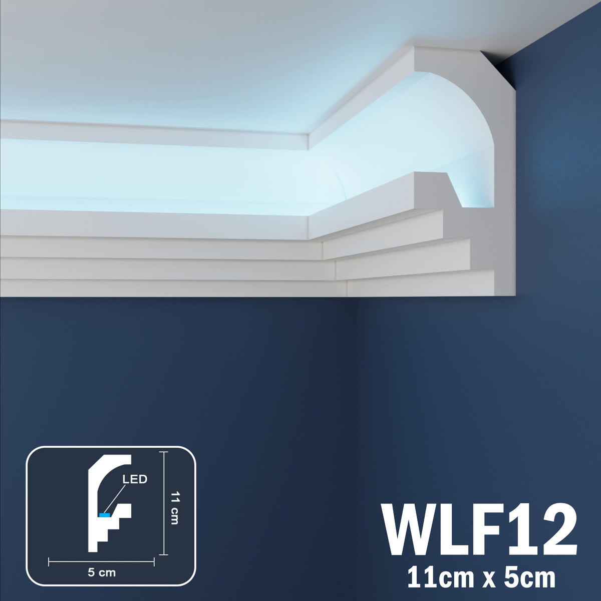 LED Coving for Ceilings Cornice XPS Extruded Polystyrene WLF12