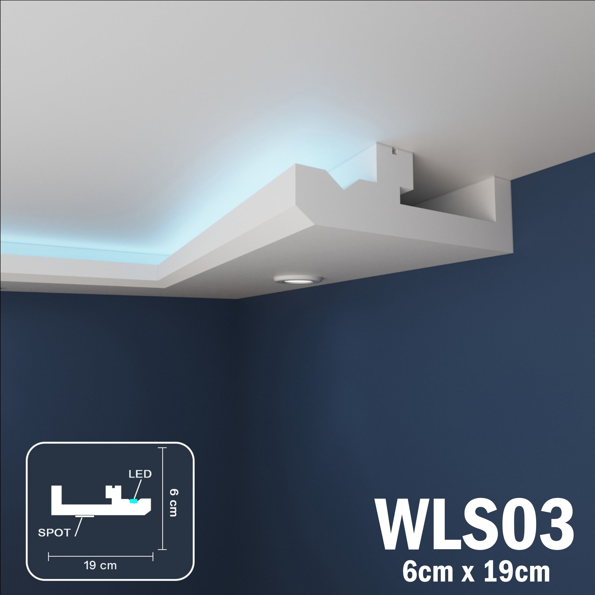 WLS03 Series XPS Cornice Coving – Decorative Coving Moulding for Ceilings, Lightweight Paintable Ceiling Coving Trim, Easy DIY Installation, Durable and Moisture Resistant