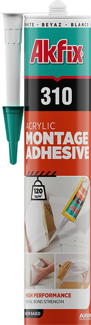 Akfix Mounting Bonding, Coving Adhesive and Joint Filler, High Strength Solvent-Free Grab Adhesive White 310ml Cartridge Waterproof, Paintable, Indoor & Outdoor Use