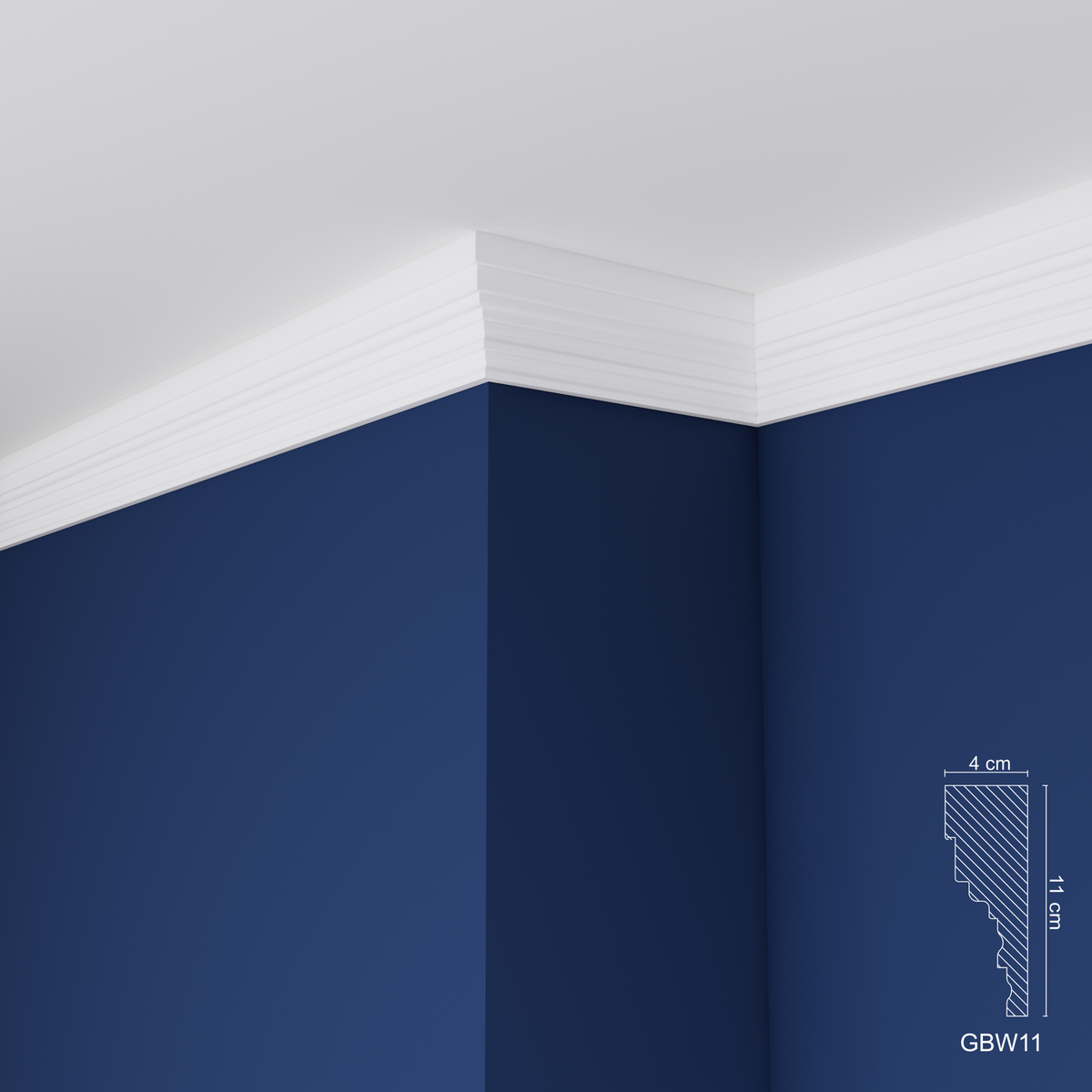 Extruded Polystyrene Coving for Ceilings, Cornice 4x11cm GBW11