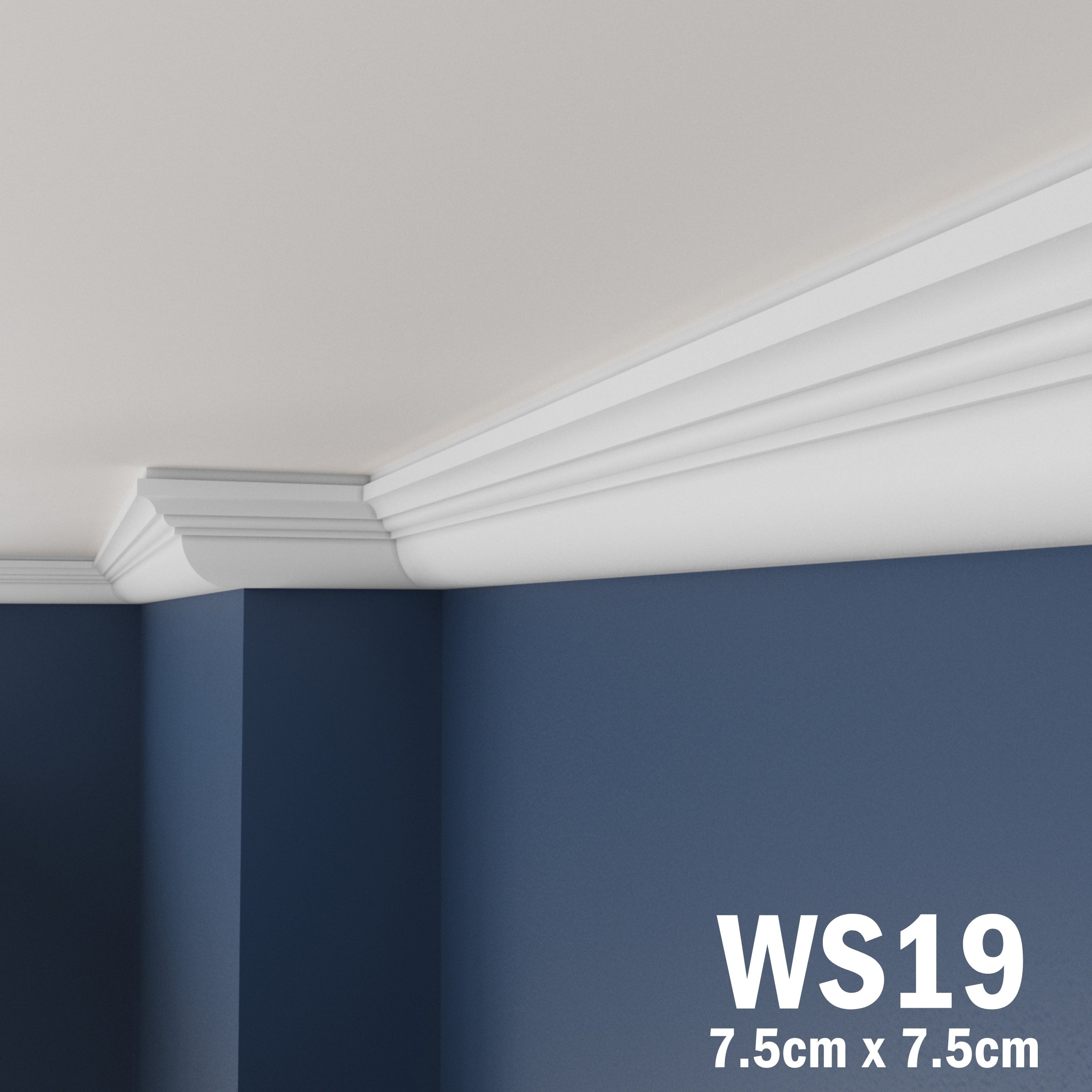WS19 Series XPS Cornice Coving – Decorative Coving Moulding for Ceilings, Lightweight Paintable Ceiling Coving Trim, Easy DIY Installation, Durable and Moisture Resistant
