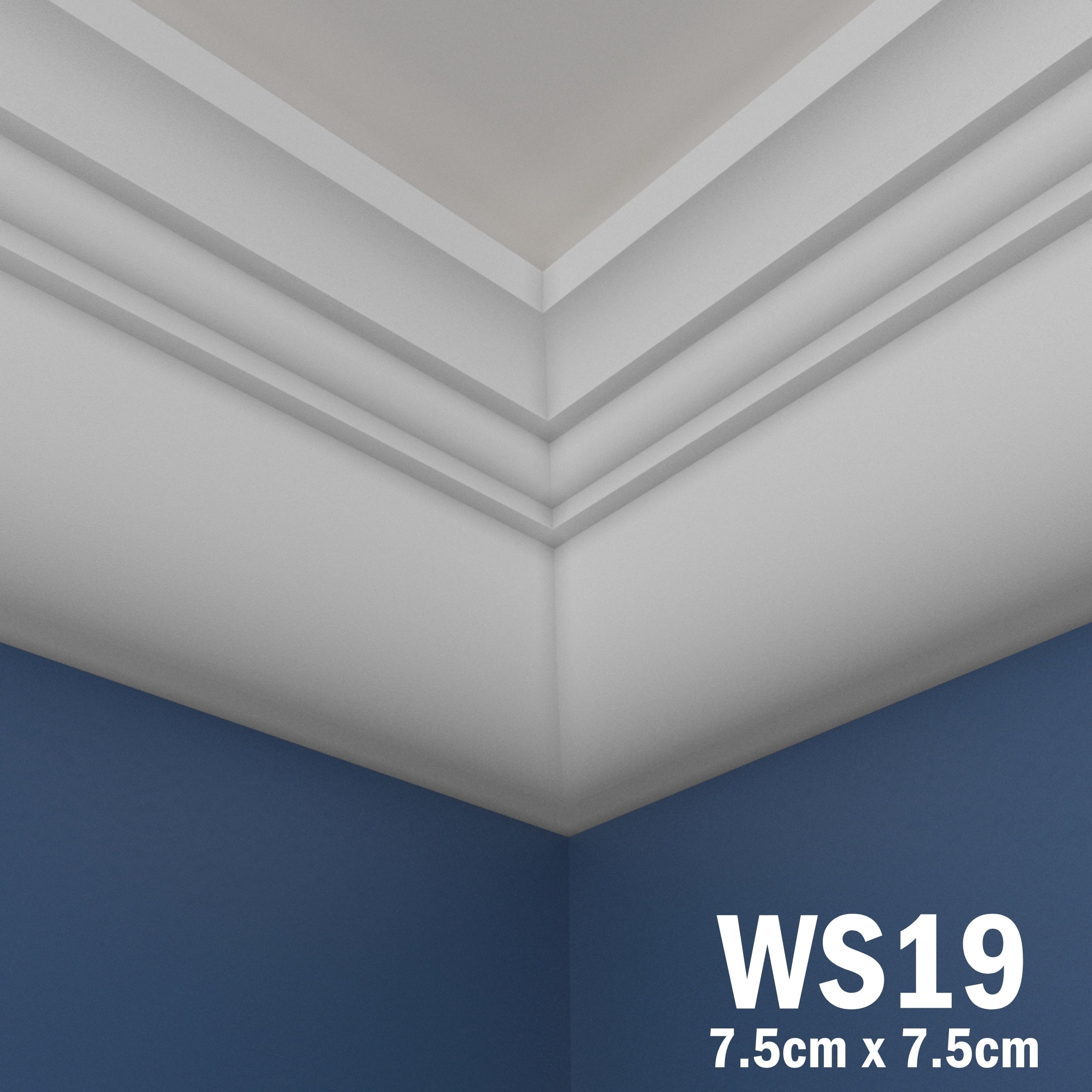 WS19 Series XPS Cornice Coving – Decorative Coving Moulding for Ceilings, Lightweight Paintable Ceiling Coving Trim, Easy DIY Installation, Durable and Moisture Resistant