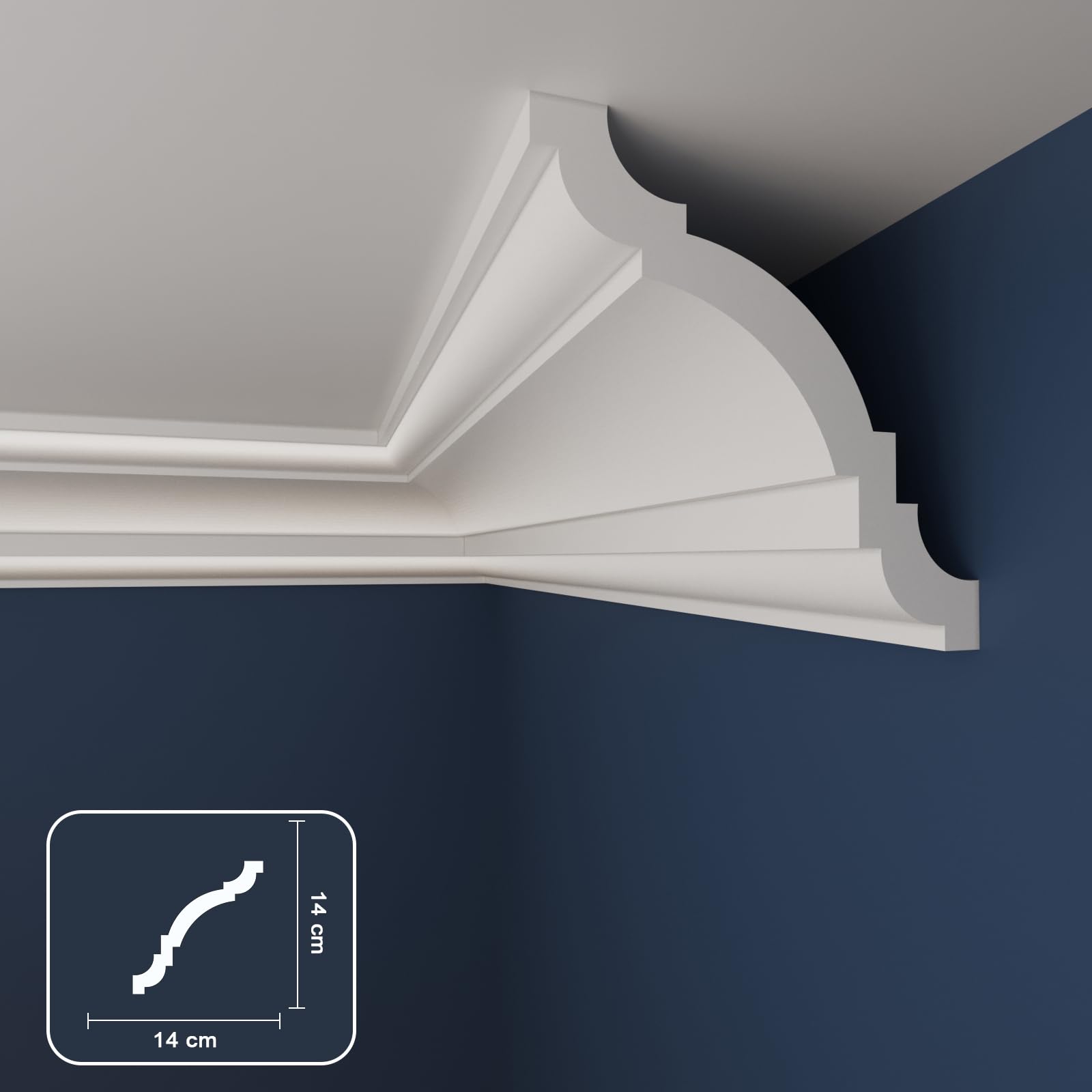 WOLDECOR WW01 Serie Coving for Ceilings, White XPS Cornice, Lightweight Ceiling Coving & Moulding, Paintable Decorative Trim, Easy DIY Installation for Modern Interiors