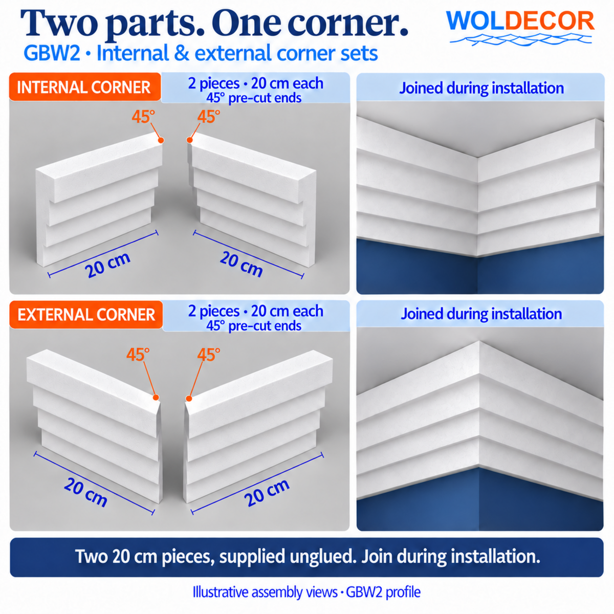 Extruded Polystyrene Coving for Ceilings, Cornice 4x11cm GBW02