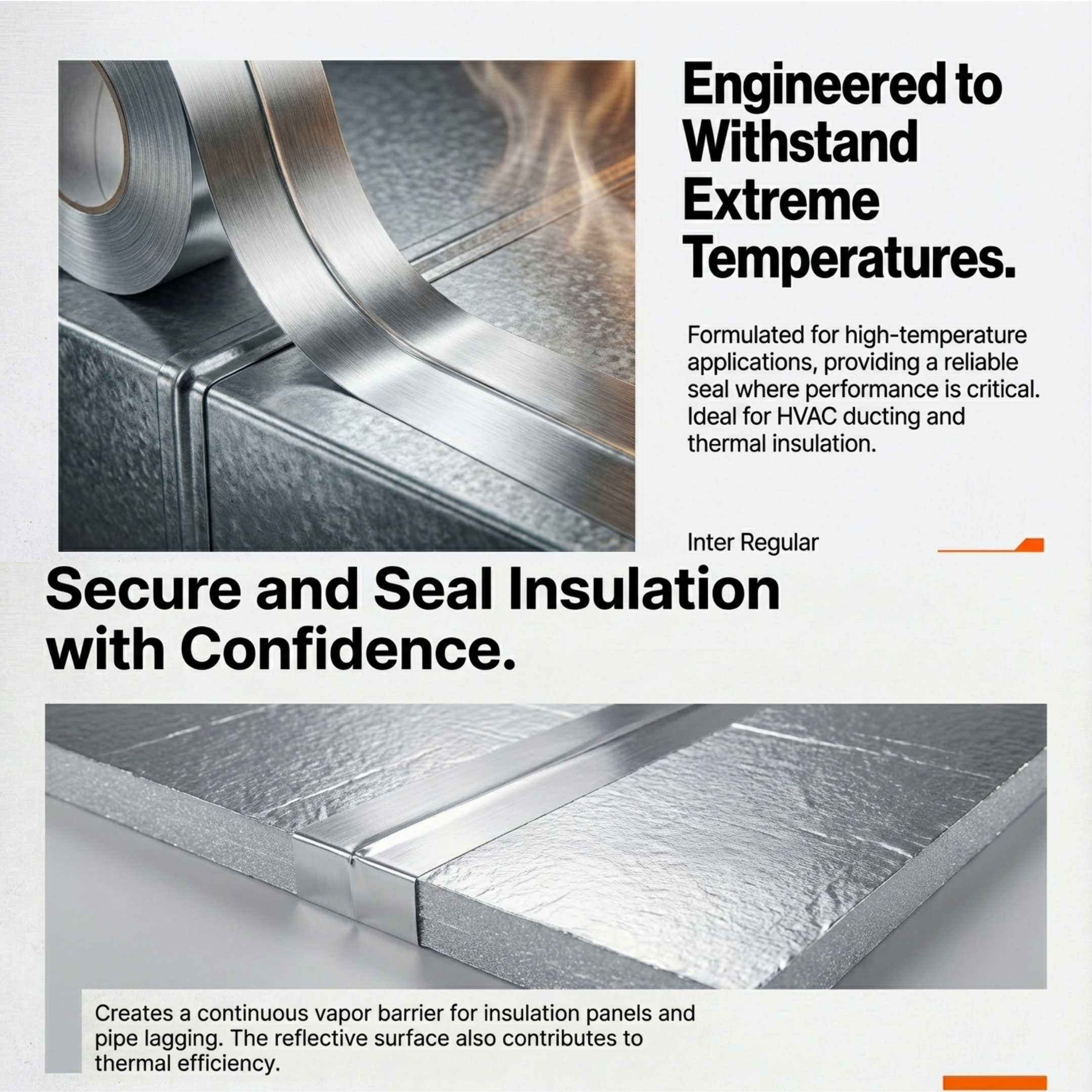 Aluminium Foil Tape (45mm x 20m), Heat Resistant Tape, Highly Adhesive Aluminium Foil Tape, Silver Insulation Tape, Waterproof Aluminium Tape for HVAC, Duct Work, Heating & Ventilation