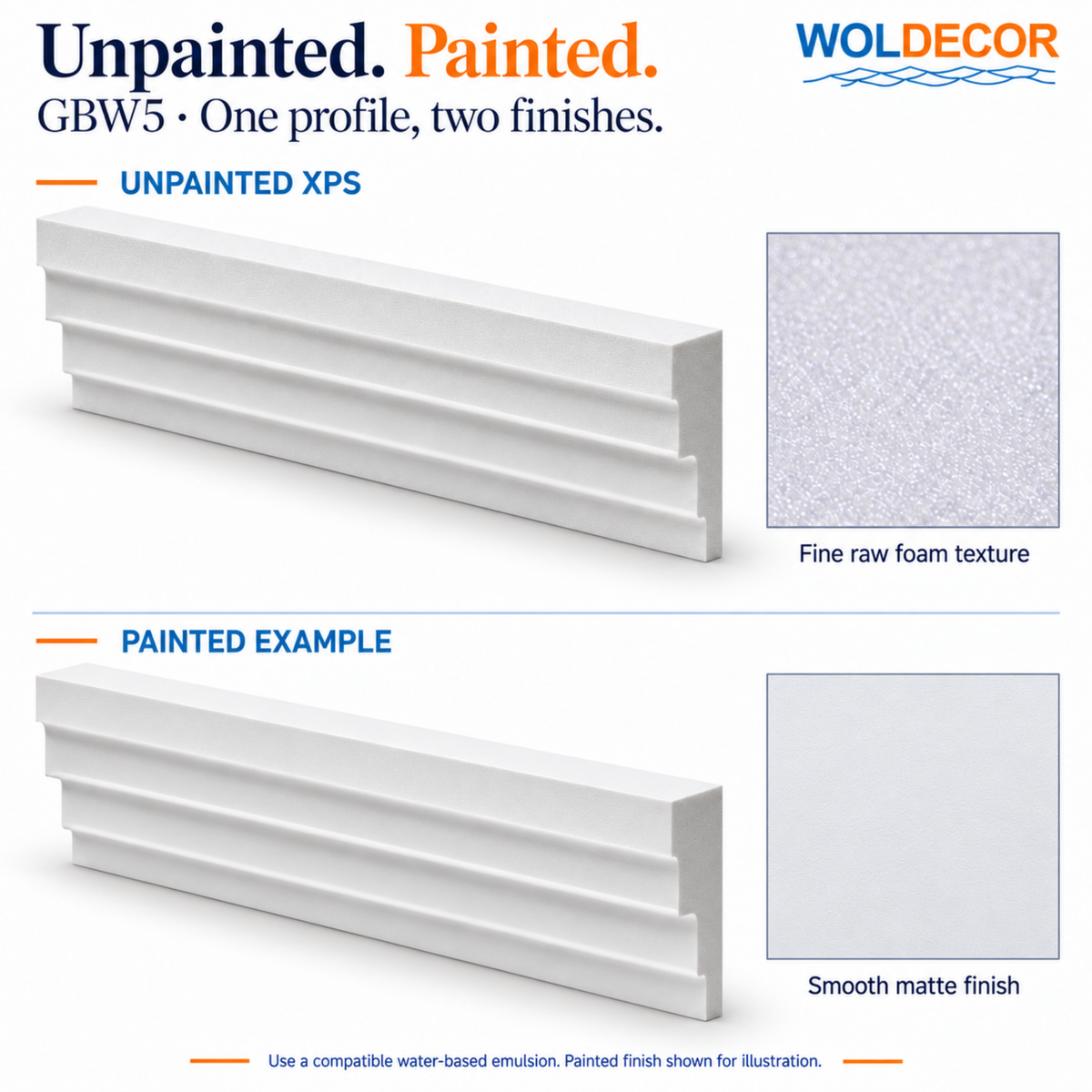 Extruded Polystyrene Coving for Ceilings, Cornice 4x11cm GBW05