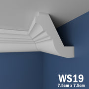 WS19 Series XPS Cornice Coving – Decorative Coving Moulding for Ceilings, Lightweight Paintable Ceiling Coving Trim, Easy DIY Installation, Durable and Moisture Resistant