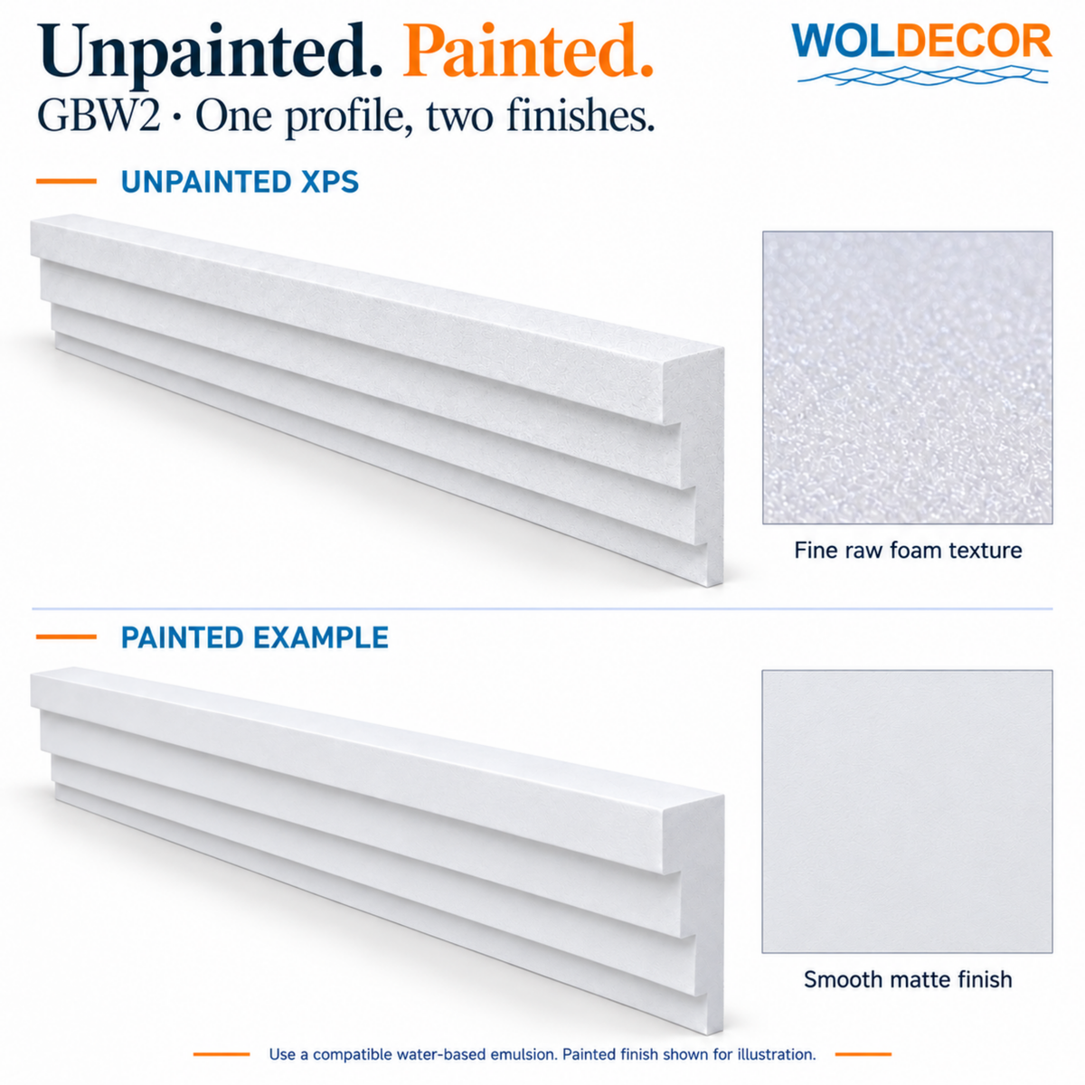 Extruded Polystyrene Coving for Ceilings, Cornice 4x11cm GBW02