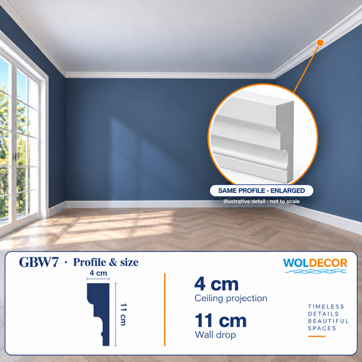 Extruded Polystyrene Coving for Ceilings, Cornice 4x11cm GBW07