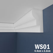 WS01 Series XPS Cornice Coving – Decorative Coving Moulding for Ceilings, Lightweight Paintable Ceiling Coving Trim, Easy DIY Installation, Durable and Moisture Resistant