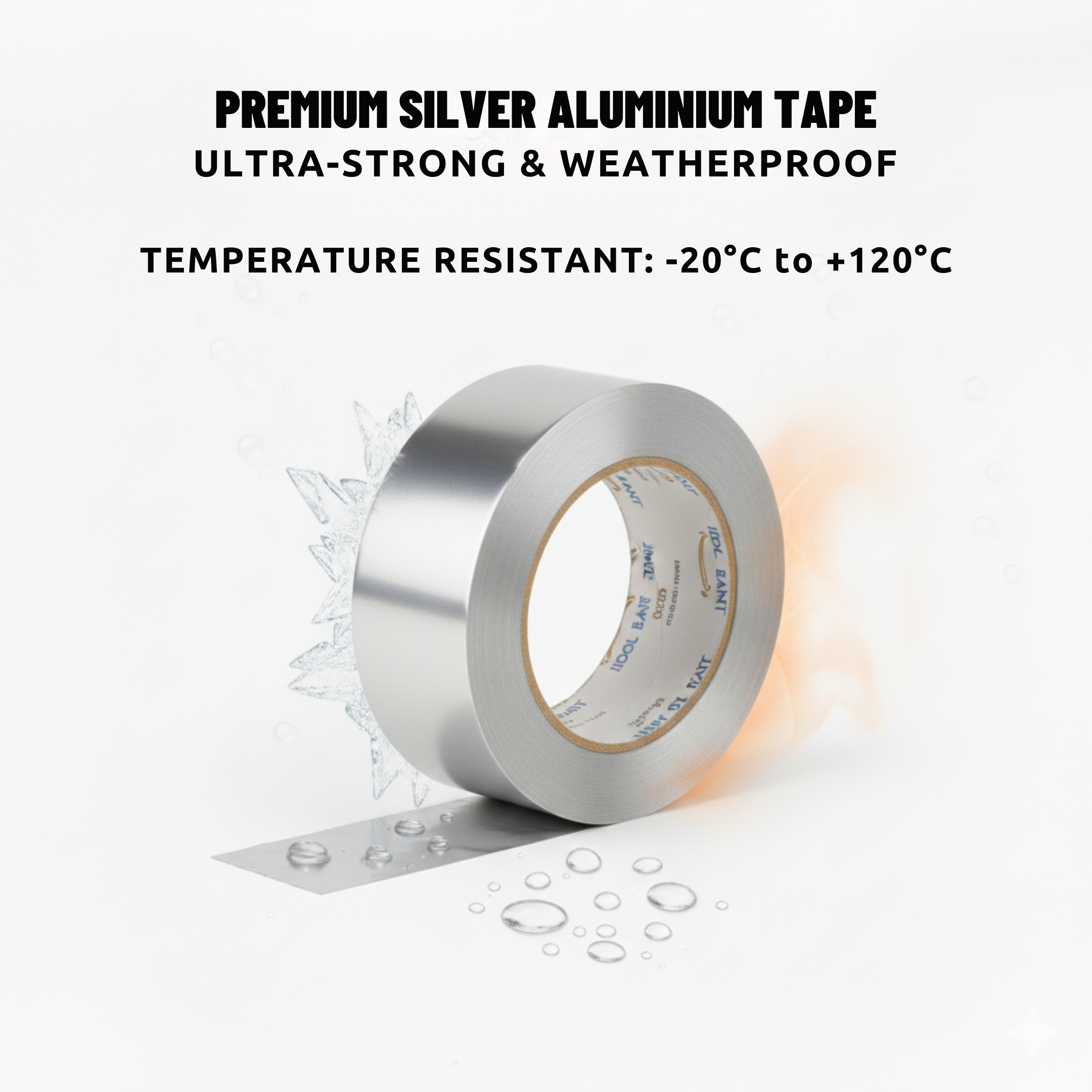 Aluminium Foil Tape (45mm x 20m), Heat Resistant Tape, Highly Adhesive Aluminium Foil Tape, Silver Insulation Tape, Waterproof Aluminium Tape for HVAC, Duct Work, Heating & Ventilation