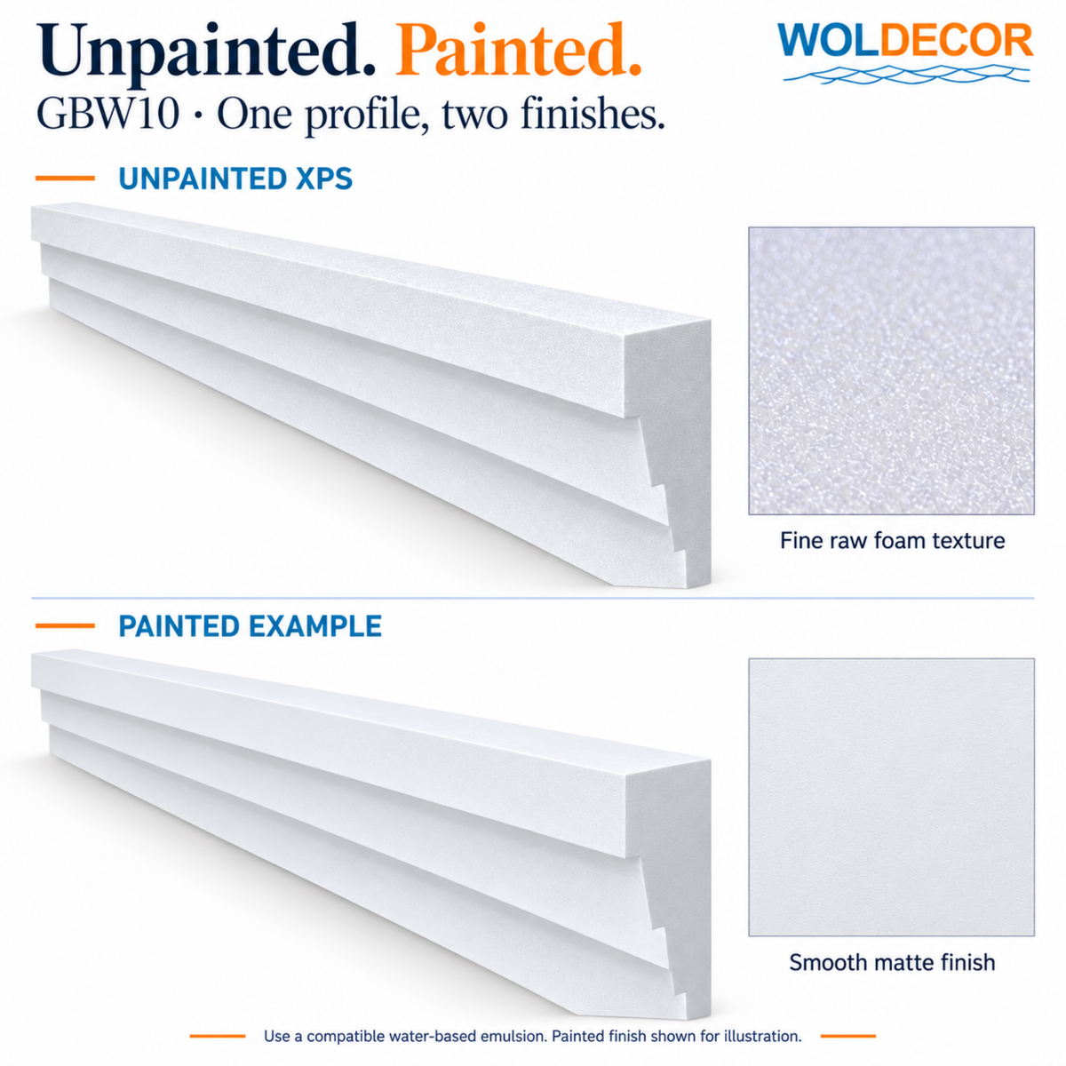Extruded Polystyrene Coving for Ceilings, Cornice 4x11cm GBW10