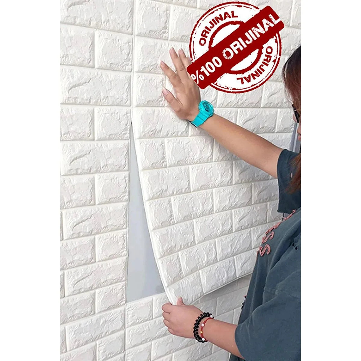 3D Brick Wallpaper, Brick Effect Wall Panels, Self Adhesive Wallpaper Peel and Stick, White and Waterproof for Living Room, Kitchen, Bahtroom, Home Decor (50x70cm)