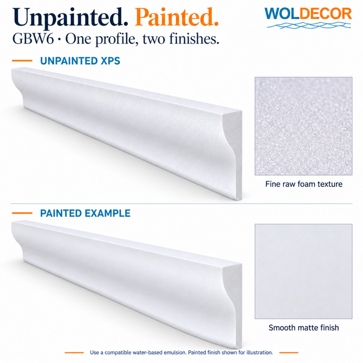Extruded Polystyrene Coving for Ceilings, Cornice 4x11cm GBW06