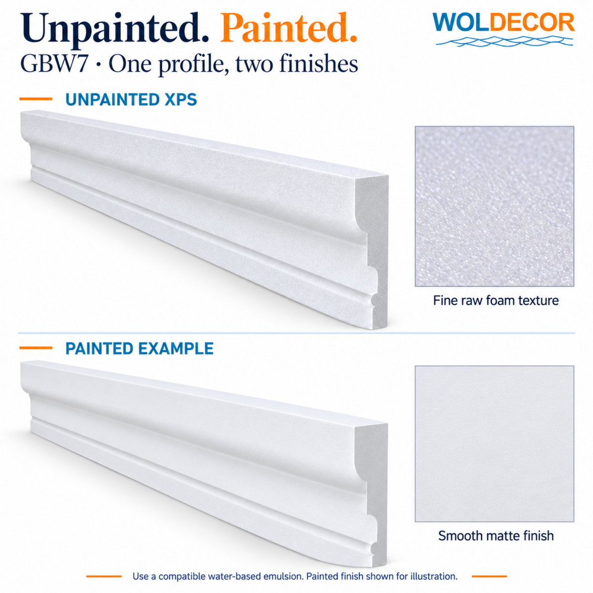 Extruded Polystyrene Coving for Ceilings, Cornice 4x11cm GBW07