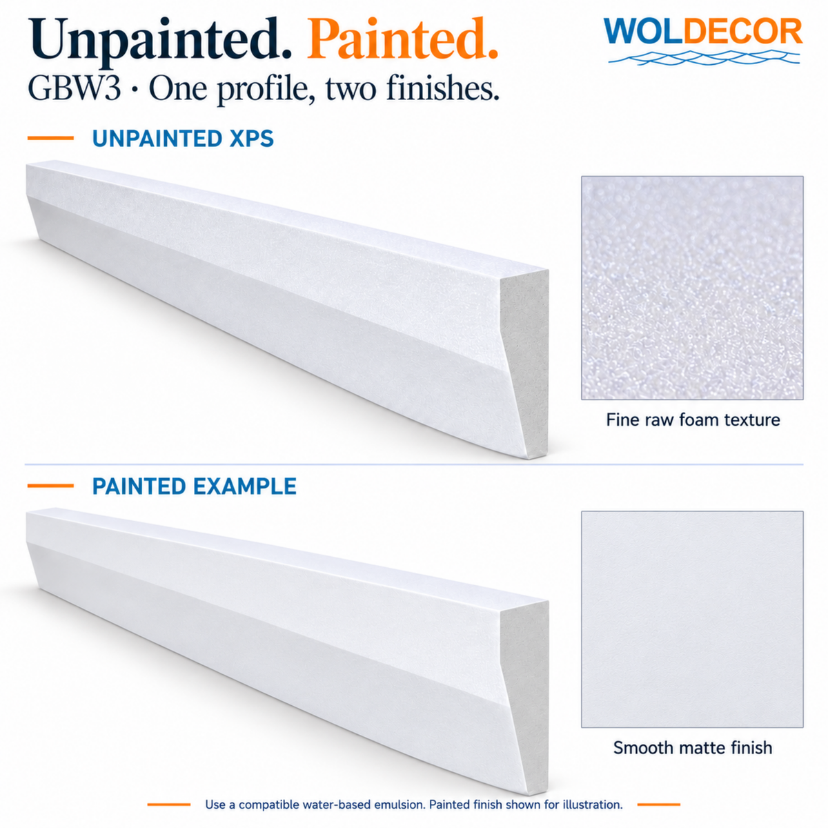 Extruded Polystyrene Coving for Ceilings, Cornice 4x11cm GBW03