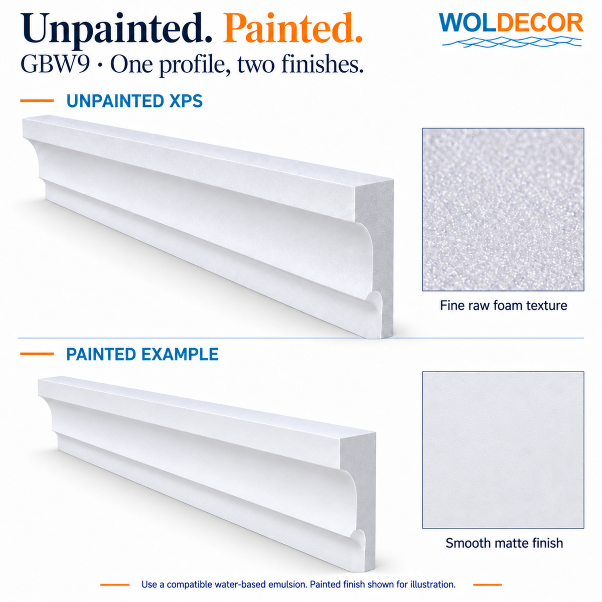 Extruded Polystyrene Coving for Ceilings, Cornice 4x11cm GBW09