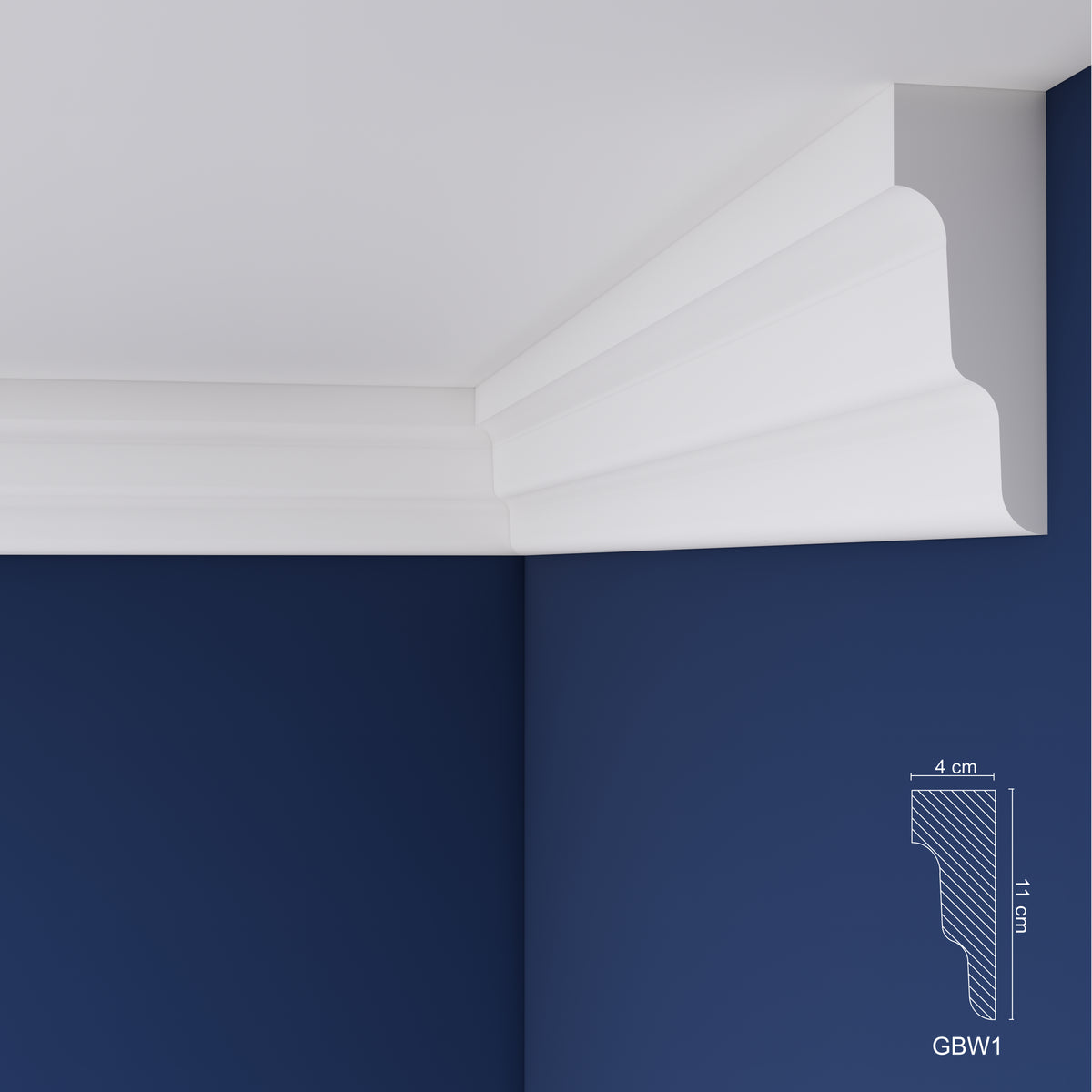 Extruded Polystyrene Coving for Ceilings, Cornice 4x11cm GBW01