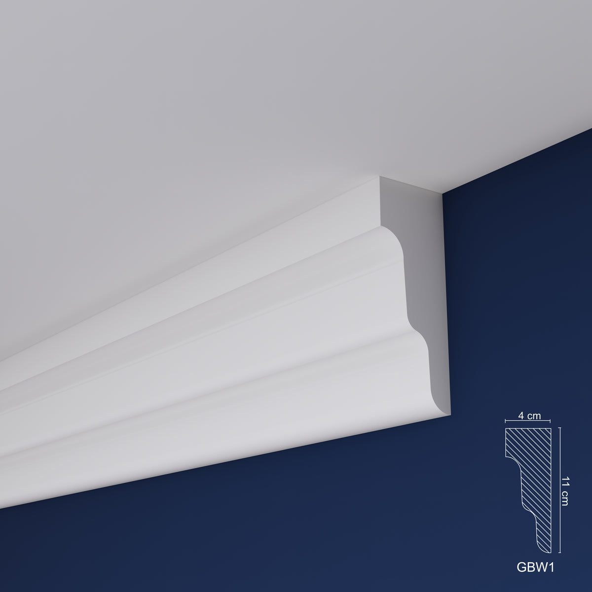Extruded Polystyrene Coving for Ceilings, Cornice 4x11cm GBW01