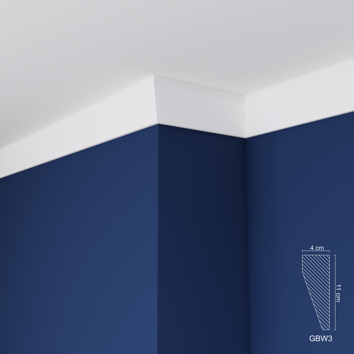 Extruded Polystyrene Coving for Ceilings, Cornice 4x11cm GBW03