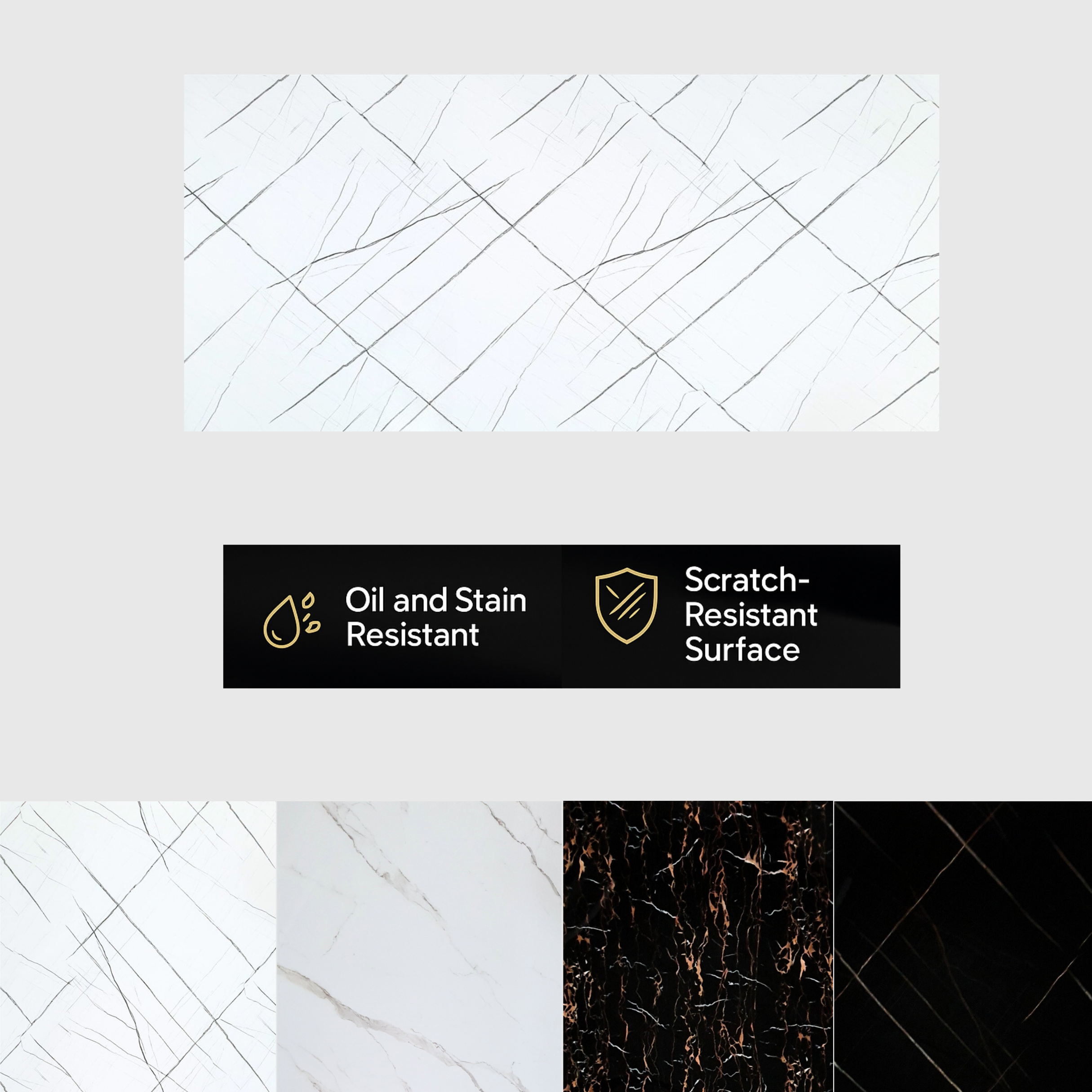 Marble Effect PVC Wall Panel 60x120 cm, Kitchen & Bathroom Wall Cladding, Waterproof Shower Panels Wet Wall, Granite Look Wall Cladding