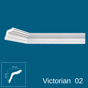 Victorian 02, XPS Coving Cornice, Lightweight & Durable Ceiling Moulding Trim, Easy DIY Installation, Paintable, Moisture Resistant Decorative Coving for Ceiling (02-12x12cm)