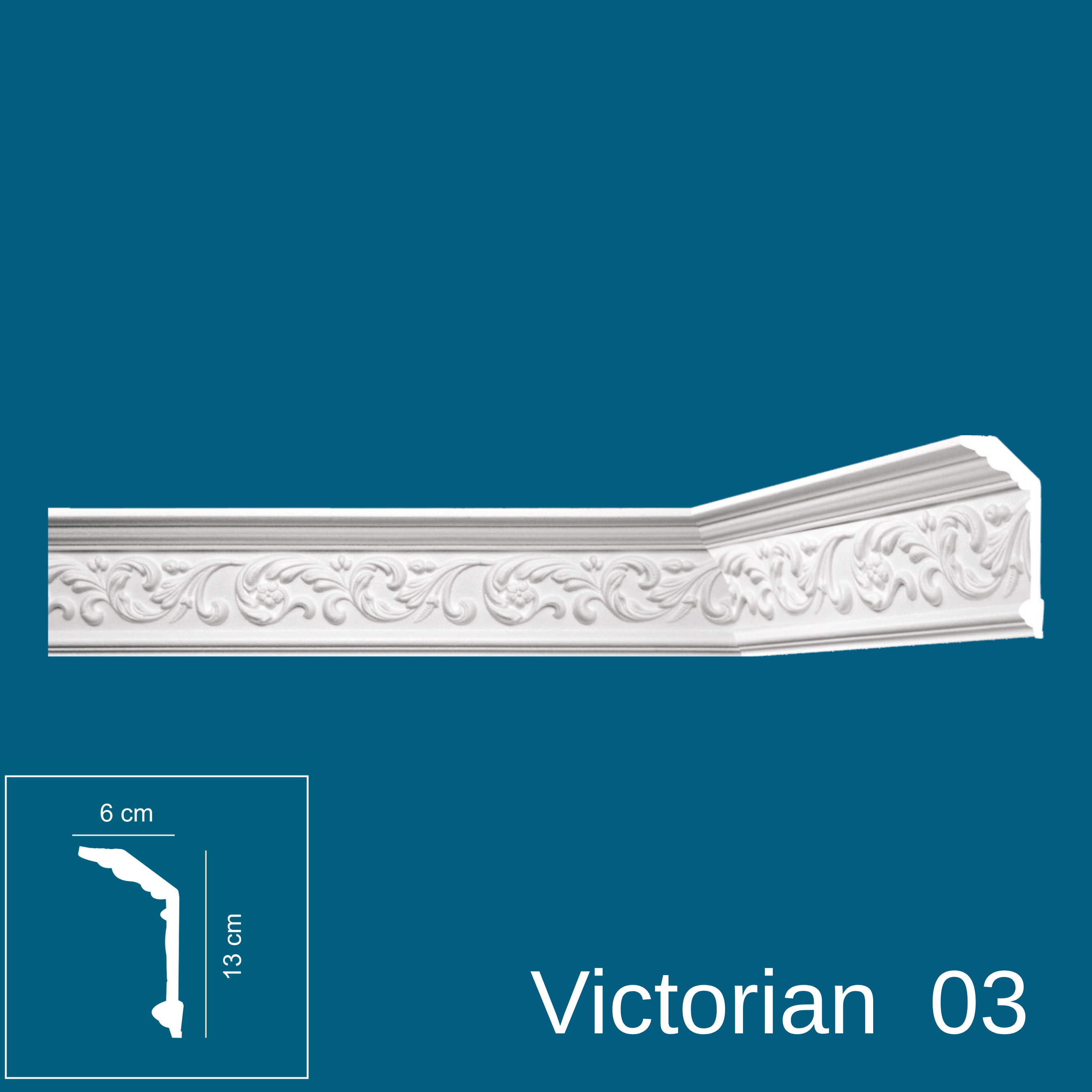 Victorian 03, XPS Coving Cornice, Lightweight & Durable Ceiling Moulding Trim, Easy DIY Installation, Paintable, Moisture Resistant Decorative Coving for Ceiling (03-12x12cm)