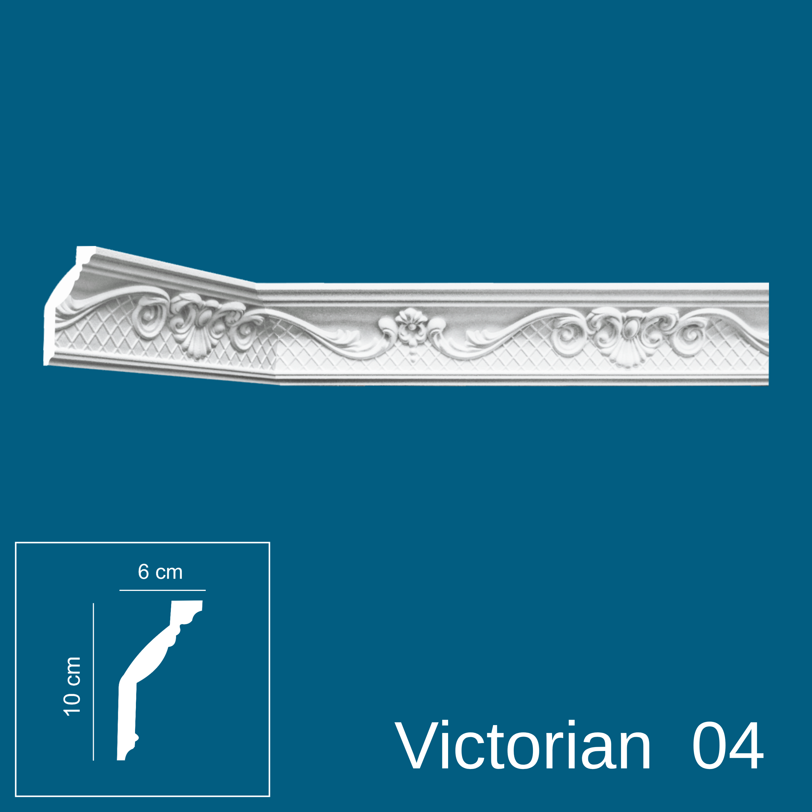 Victorian 04, XPS Coving Cornice, Lightweight & Durable Ceiling Moulding Trim, Easy DIY Installation, Paintable, Moisture Resistant Decorative Coving for Ceiling (04-12x12cm)