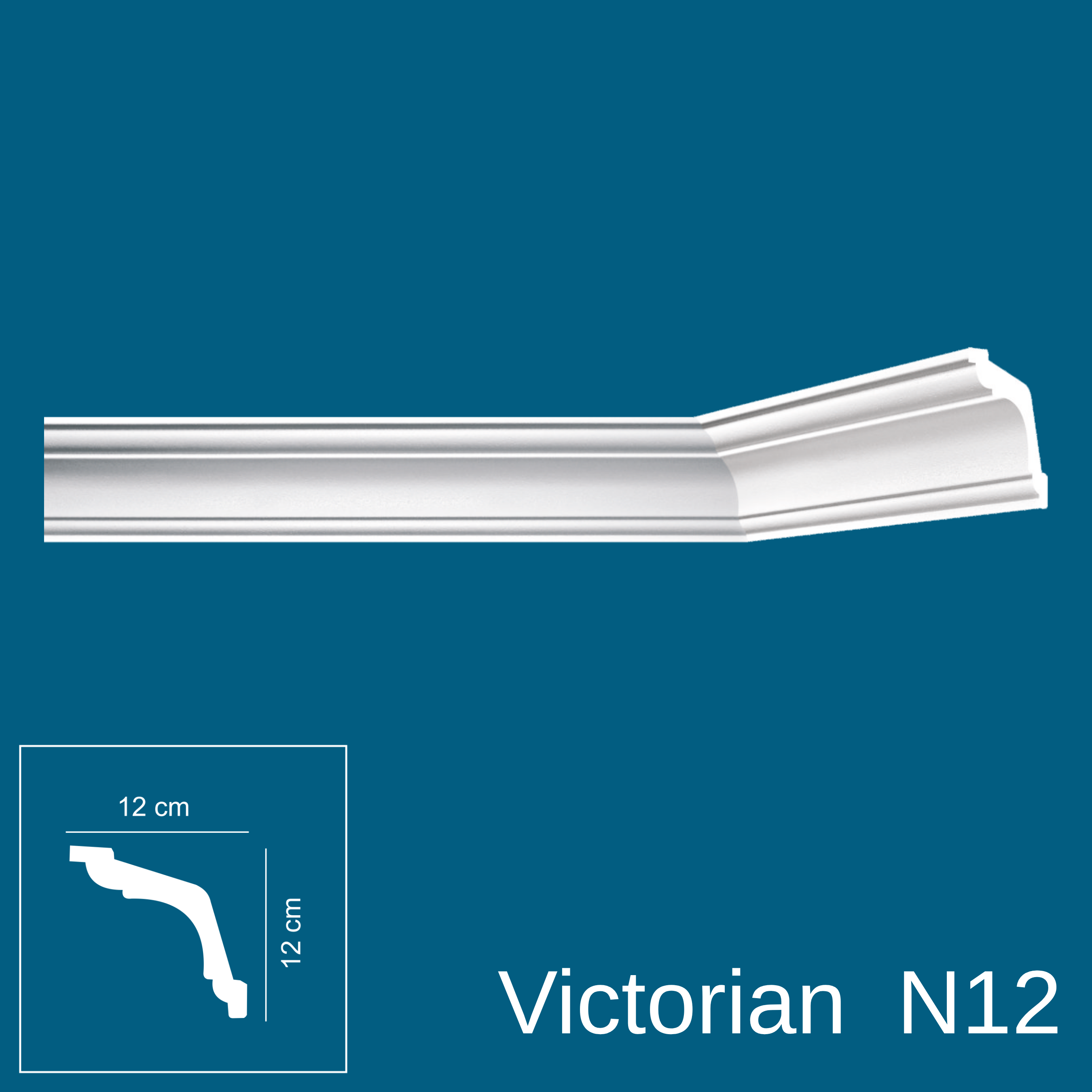 Victorian N12, XPS Coving Cornice, Lightweight & Durable Ceiling Moulding Trim, Easy DIY Installation, Paintable, Moisture Resistant Decorative Coving for Ceiling (N12-12x12cm)