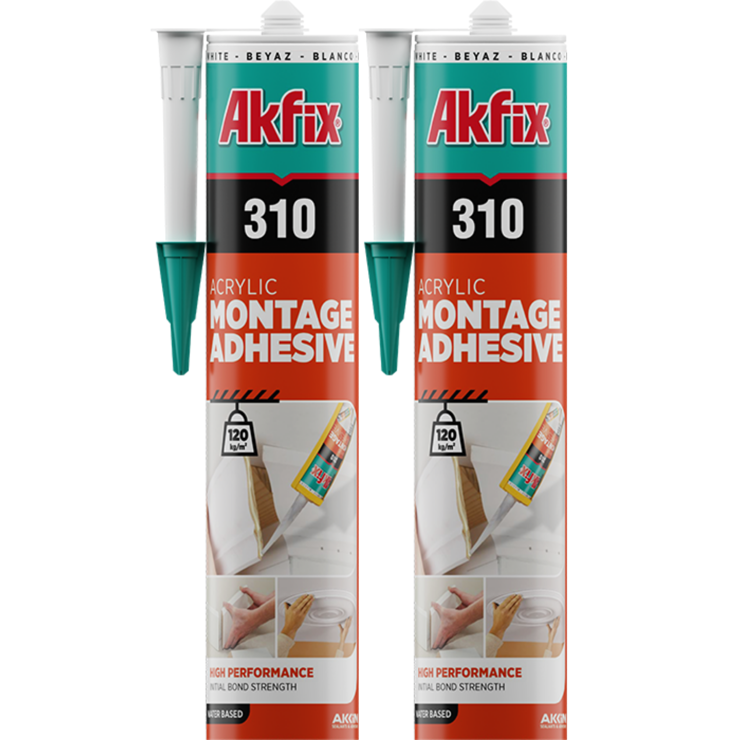 Akfix Mounting Bonding, Coving Adhesive and Joint Filler, High Strength Solvent-Free Grab Adhesive White 310ml Cartridge Waterproof, Paintable, Indoor & Outdoor Use