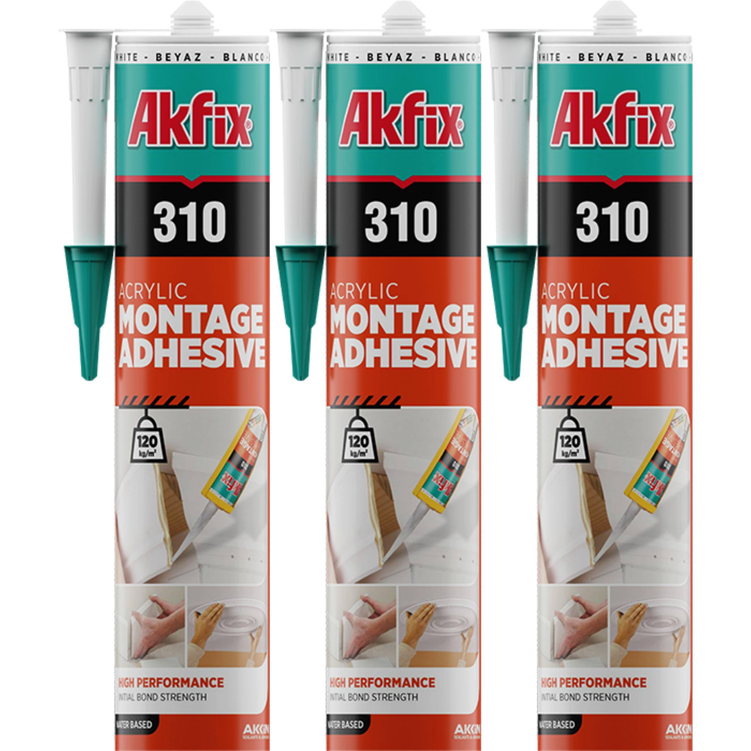 Akfix Mounting Bonding, Coving Adhesive and Joint Filler, High Strength Solvent-Free Grab Adhesive White 310ml Cartridge Waterproof, Paintable, Indoor & Outdoor Use