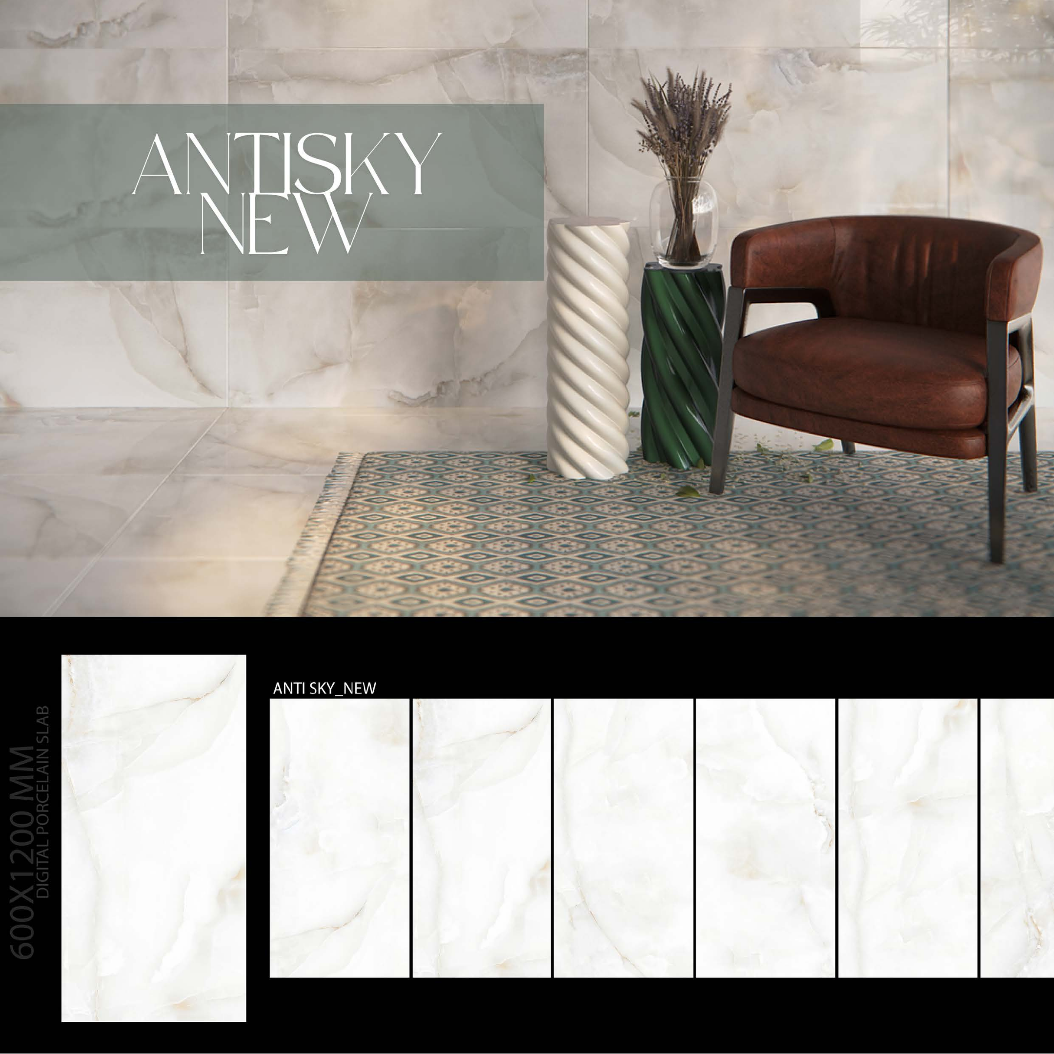 Porcelain Tile 600x1200mm, Ceramic Wall Tiles, Polished Wall & Floor Slab for Bathroom & Living Room, Kitchen – Water Resistant, Easy to Clean