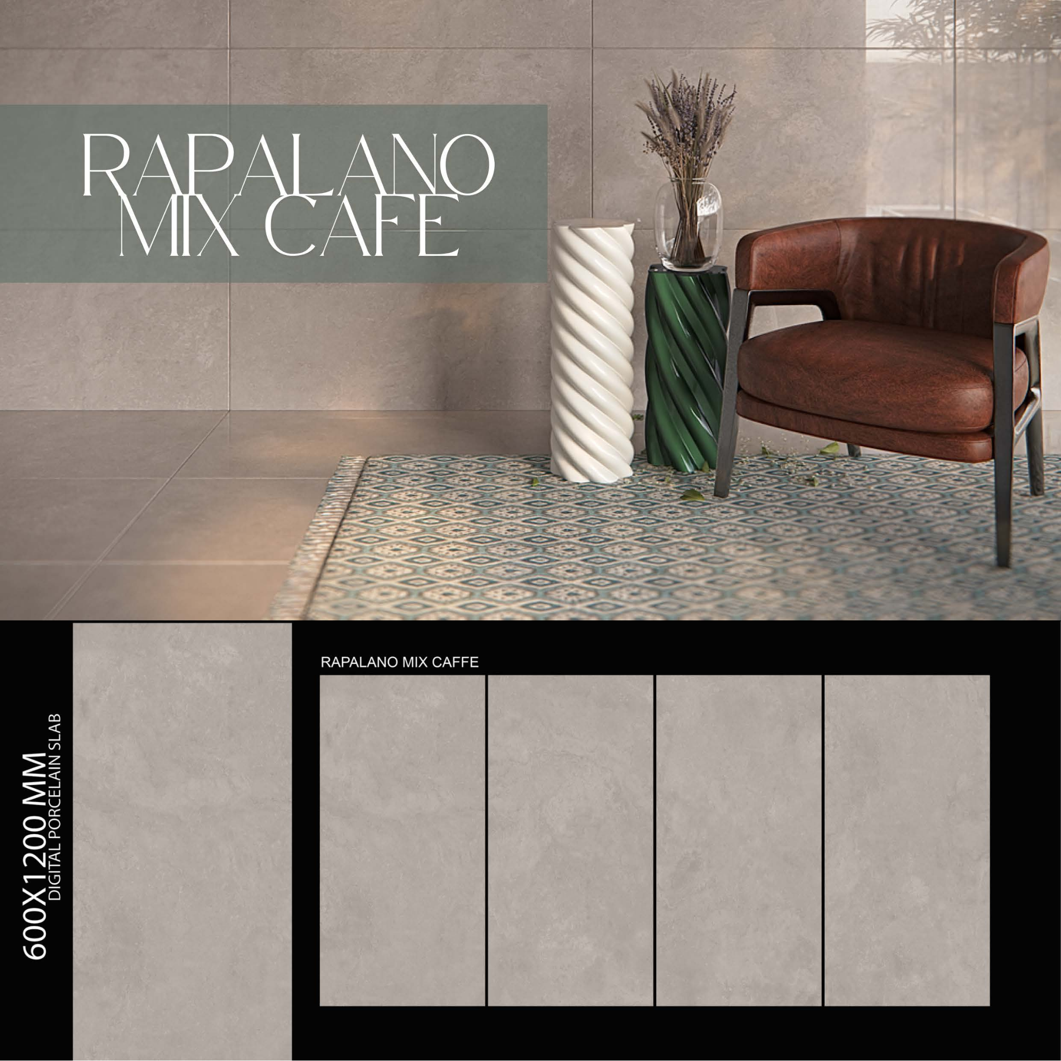 Porcelain Tile 600x1200mm, Ceramic Wall Tiles, Polished Wall & Floor Slab for Bathroom & Living Room, Kitchen – Water Resistant, Easy to Clean