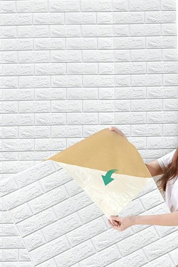 3D Brick Wallpaper, Brick Effect Wall Panels, Self Adhesive Wallpaper Peel and Stick, White and Waterproof for Living Room, Kitchen, Bahtroom, Home Decor (50x70cm)