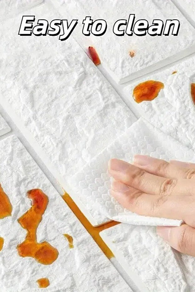 3D Brick Wallpaper, Brick Effect Wall Panels, Self Adhesive Wallpaper Peel and Stick, White and Waterproof for Living Room, Kitchen, Bahtroom, Home Decor (50x70cm)