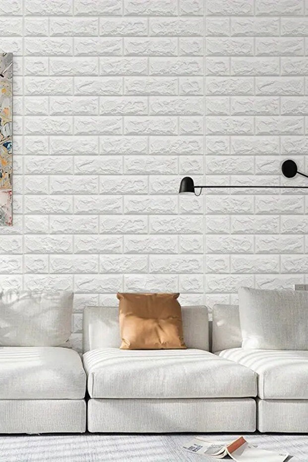 3D Brick Wallpaper, Brick Effect Wall Panels, Self Adhesive Wallpaper Peel and Stick, White and Waterproof for Living Room, Kitchen, Bahtroom, Home Decor (50x70cm)
