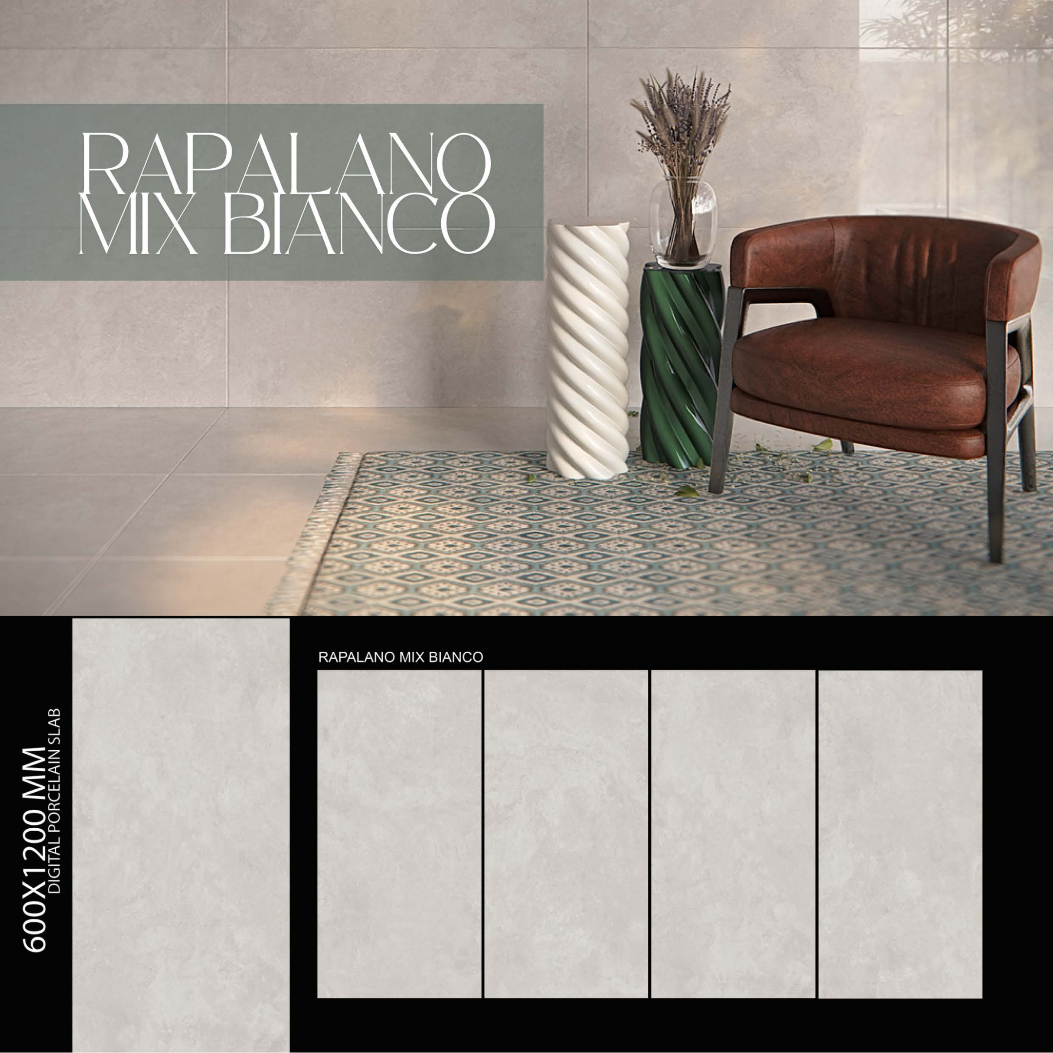 Porcelain Tile 600x1200mm, Ceramic Wall Tiles, Polished Wall & Floor Slab for Bathroom & Living Room, Kitchen – Water Resistant, Easy to Clean