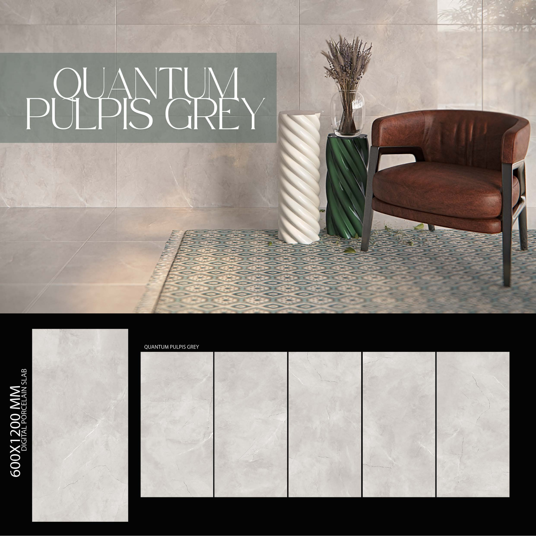 Porcelain Tile 600x1200mm, Ceramic Wall Tiles, Polished Wall & Floor Slab for Bathroom & Living Room, Kitchen – Water Resistant, Easy to Clean