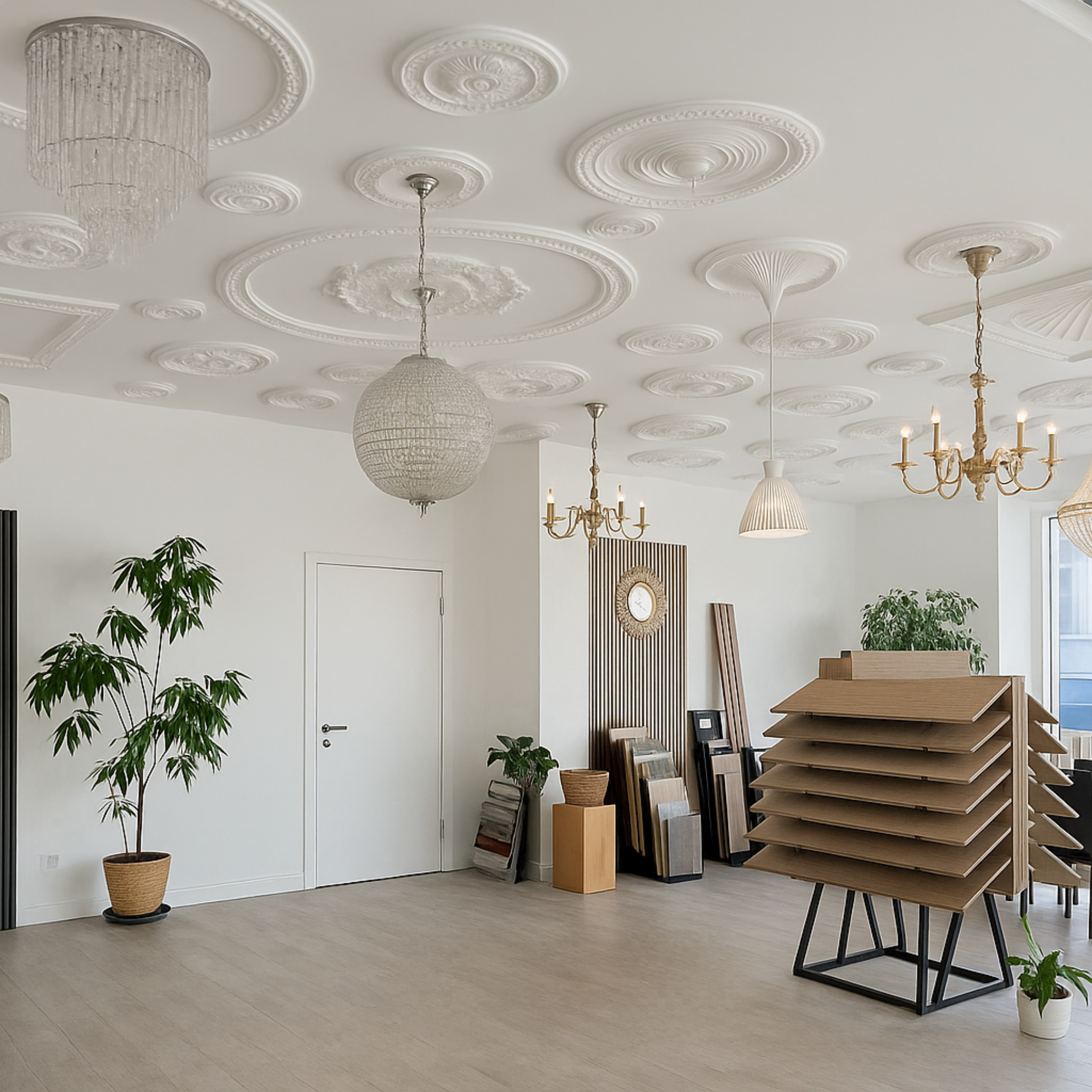 WOLDECOR Elegant Polystyrene Ceiling Rose, Decorative Ceiling Medallion Moulding, Lightweight Coving for Ceilings, Easy to Install Ceiling Decoration for Home & Living Room (40cm-50cm)